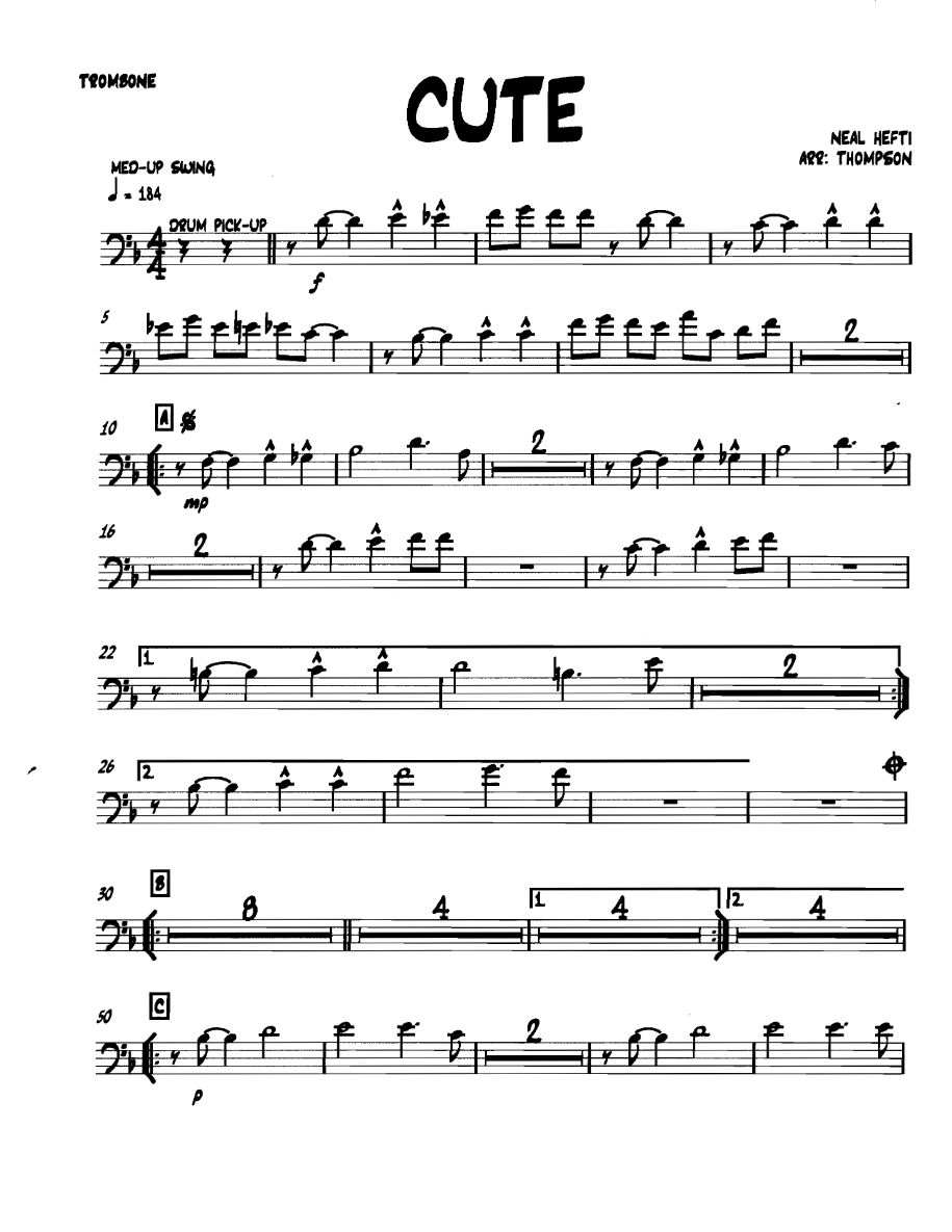 Cute Trombone — sheet music cover (first page)