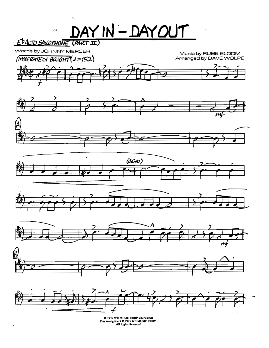 Dayindayout Ebaltosaxpart2 — Small Ensemble sheet music arranged by DAVE WOLPE | Jazz Standard