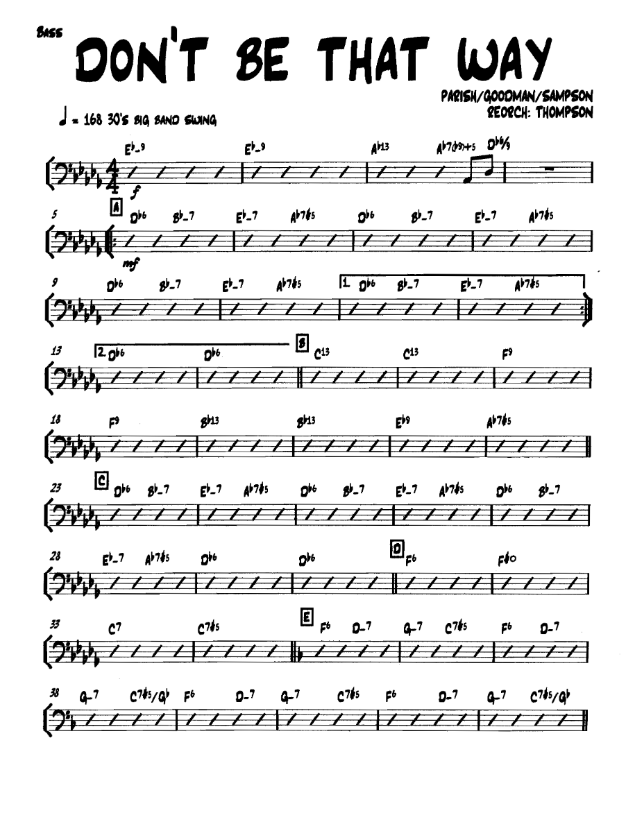 Dontbethatway Bass — sheet music cover (first page)