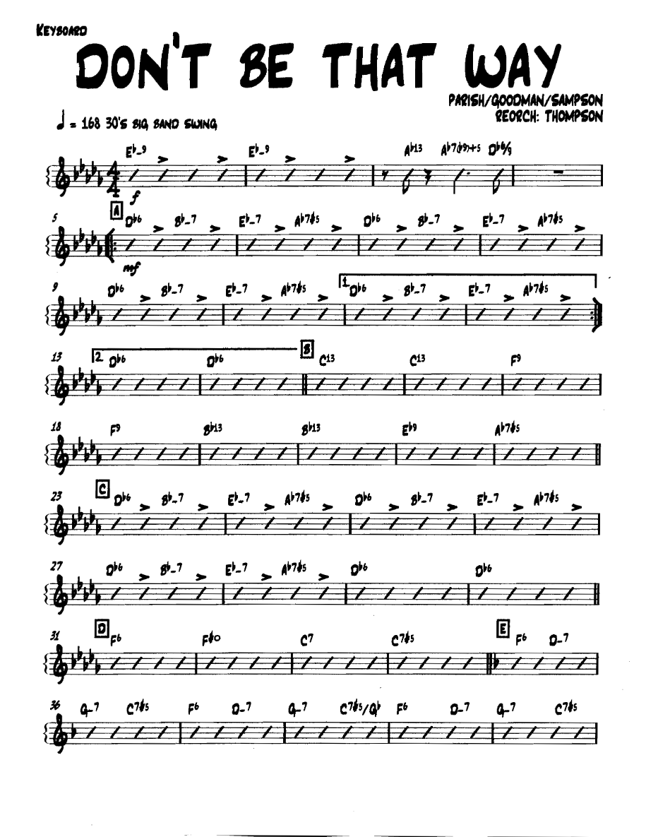 Dontbethatway Keyboard — sheet music cover (first page)