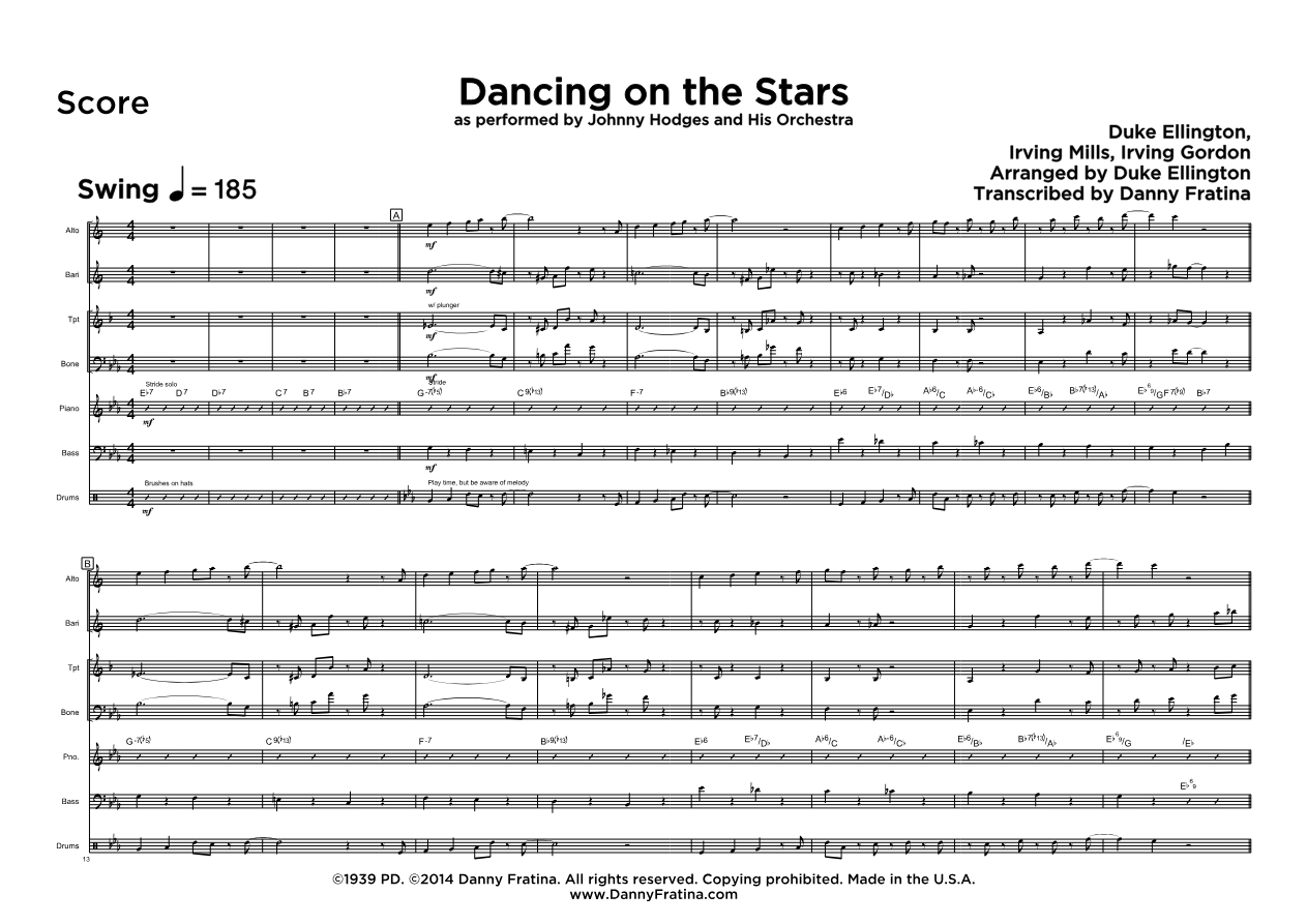 Dancing On The Stars score — sheet music cover (first page)