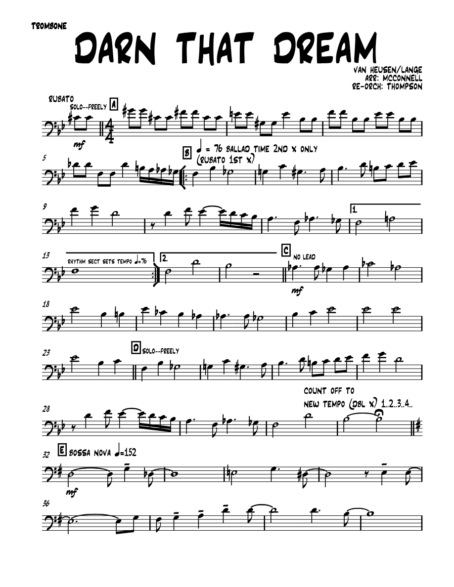 darn that dream 01 trombone — sheet music cover (first page)