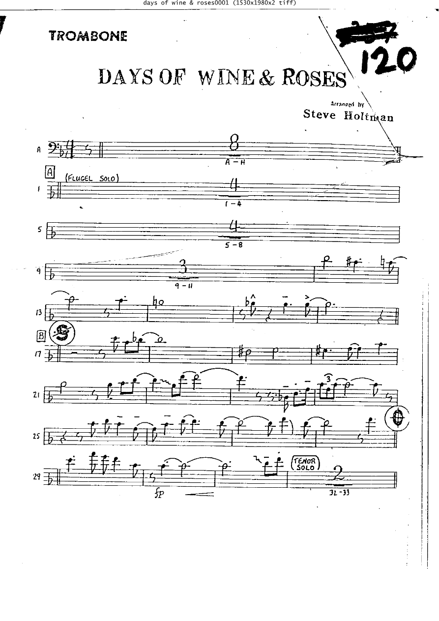 Days of Wine & Roses Tb — sheet music cover (first page)