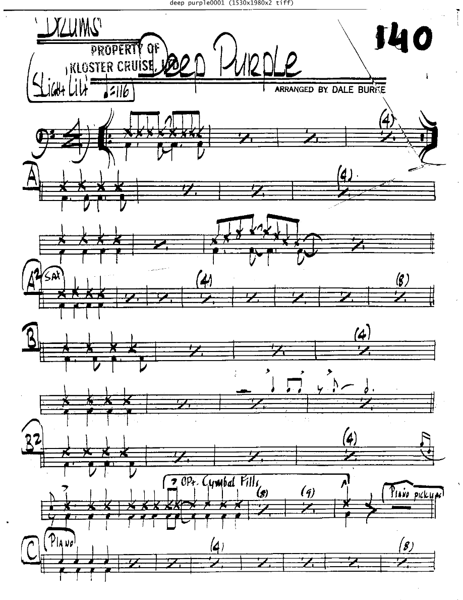 Deep Purple Dr — Small Ensemble sheet music arranged by DALE BURKE | Jazz Standard