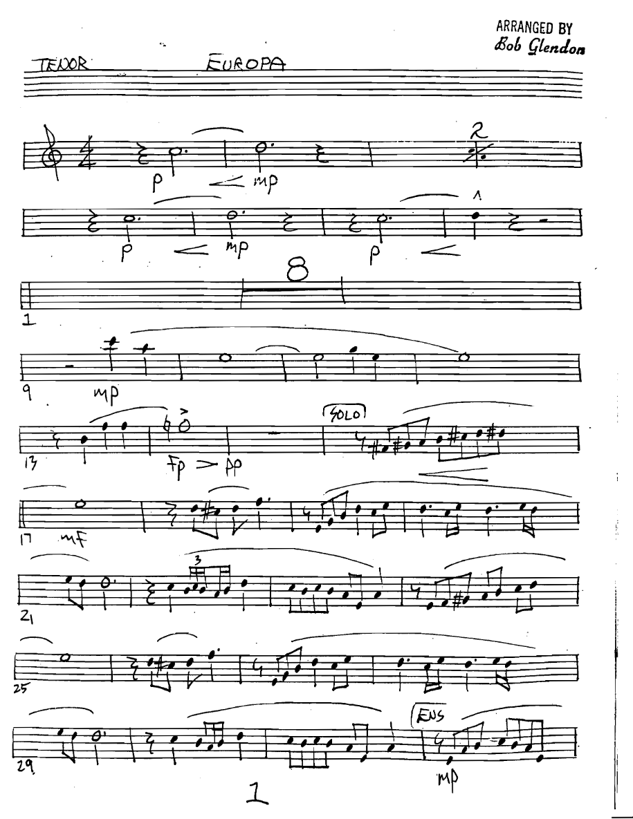 Europa Tenor — sheet music cover (first page)