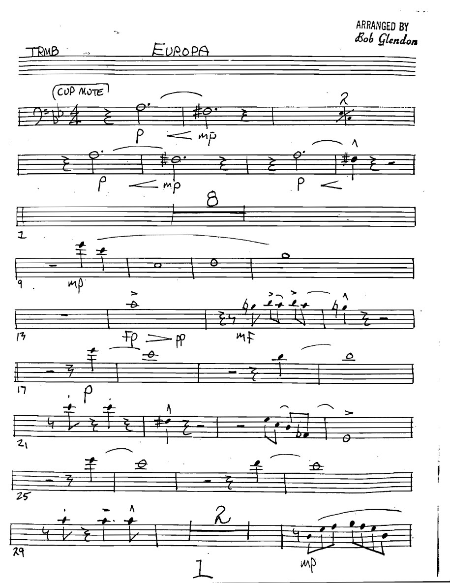 Europa Trombone — sheet music cover (first page)