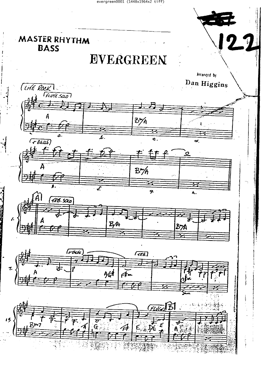 Evergreen Bss — sheet music cover (first page)