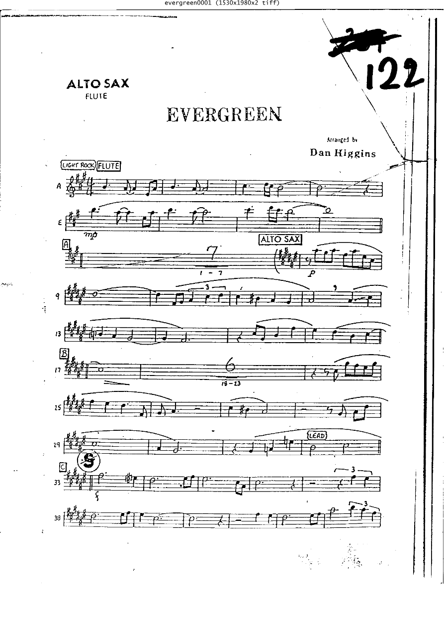 Evergreen Rds — sheet music cover (first page)
