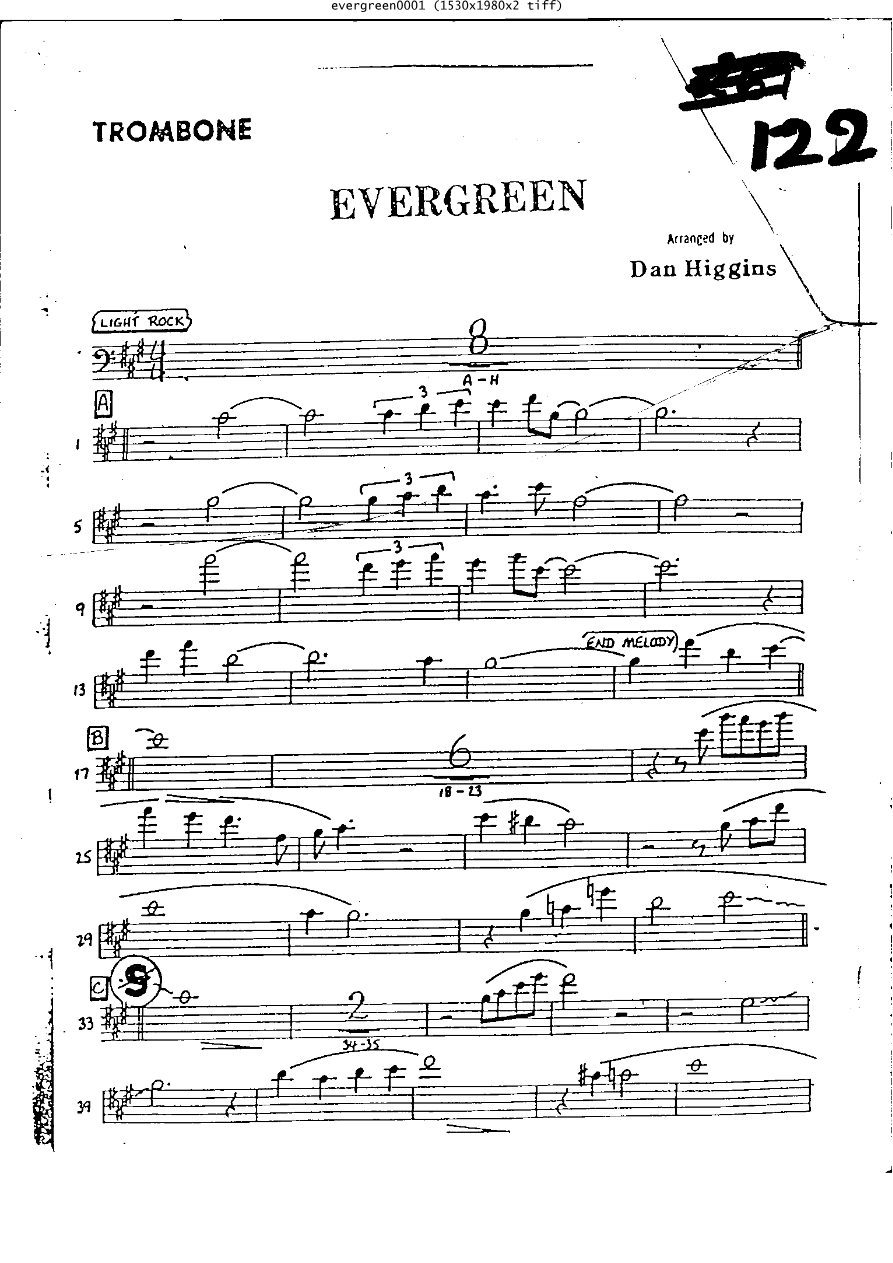Evergreen Tb — sheet music cover (first page)