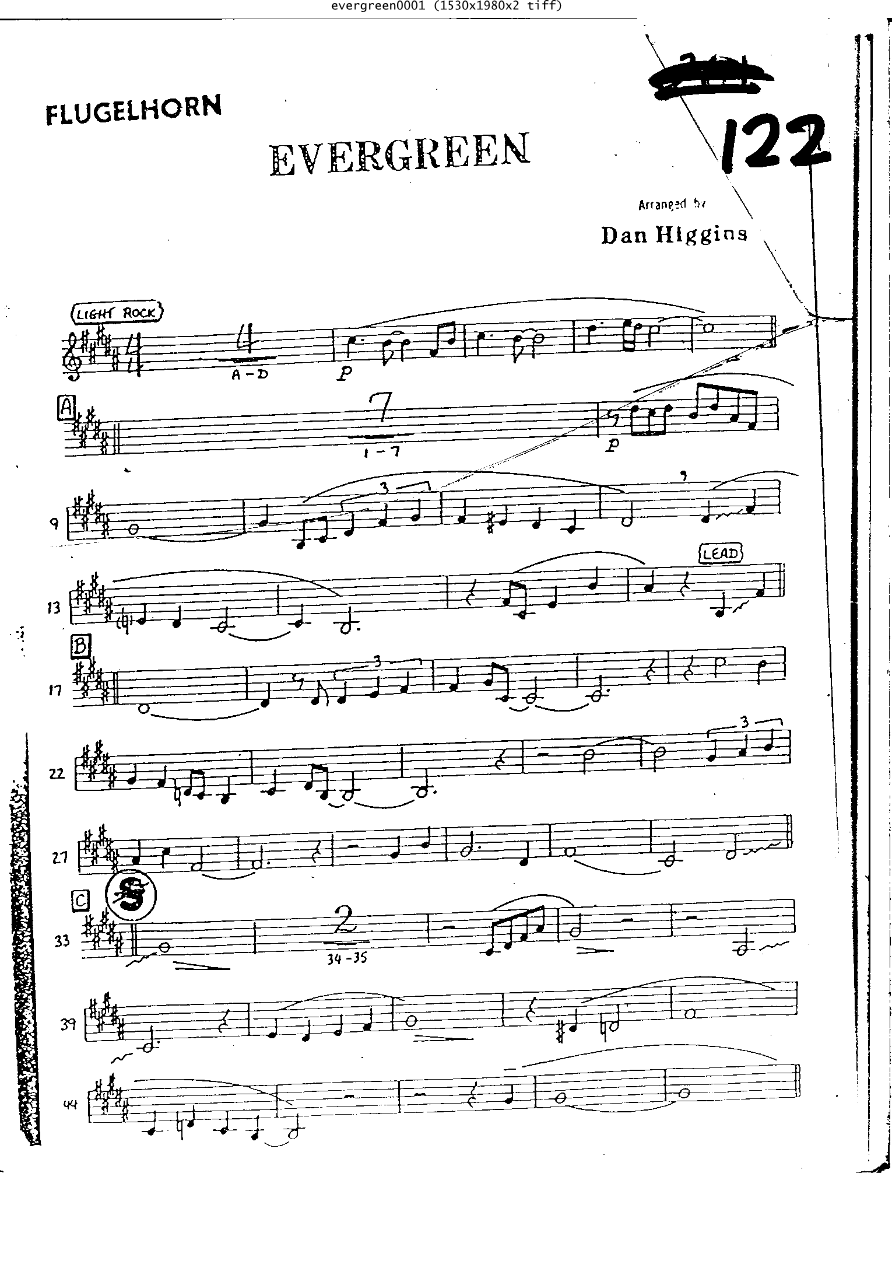 Evergreen Tpt — sheet music cover (first page)