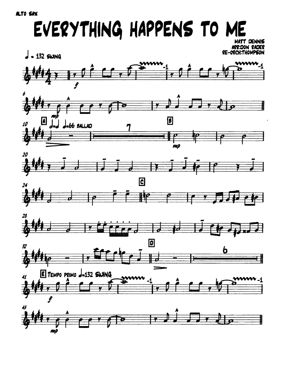 Everythinghappenstome Altosax — sheet music cover (first page)