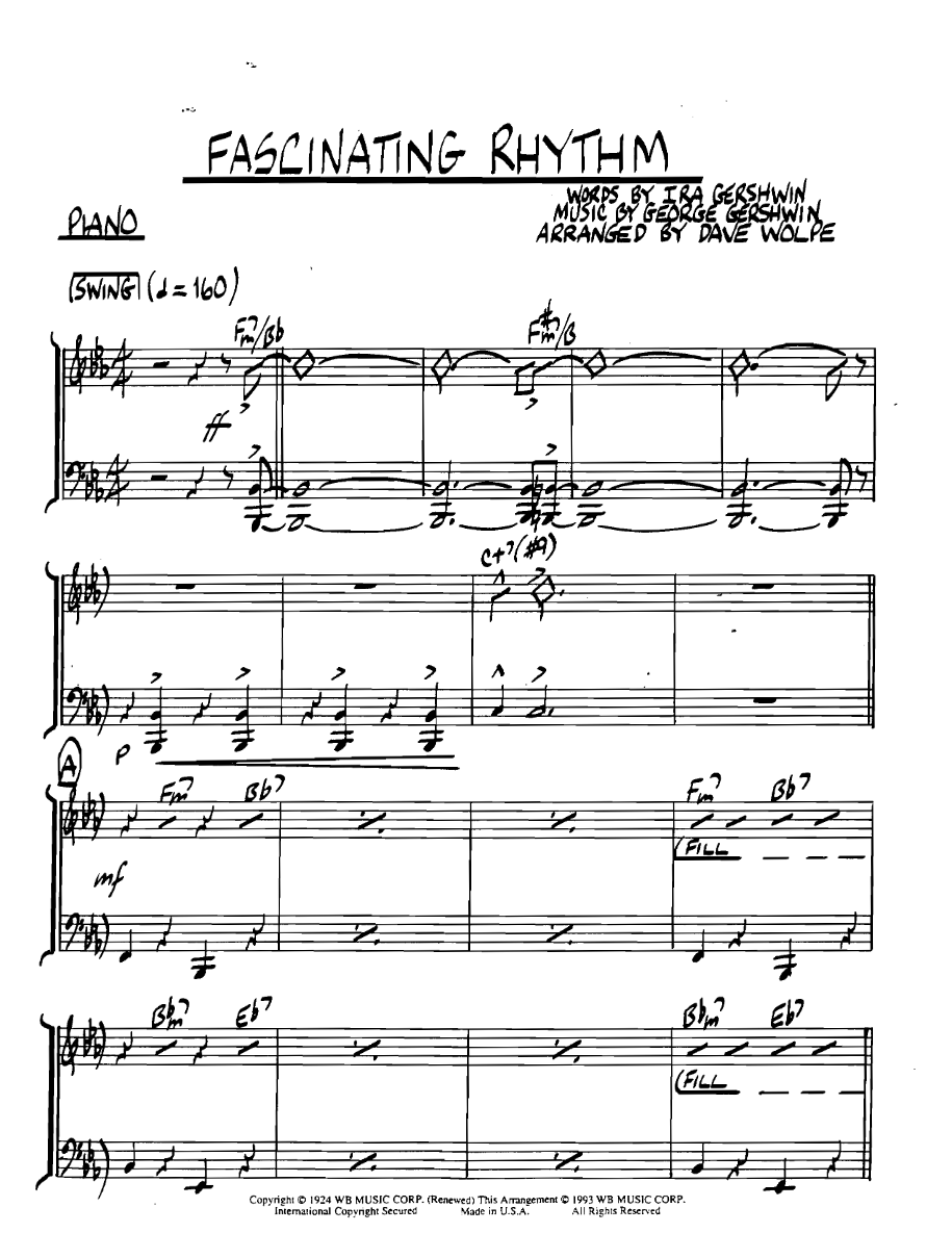 Fascinatingrhythm Piano — sheet music cover (first page)