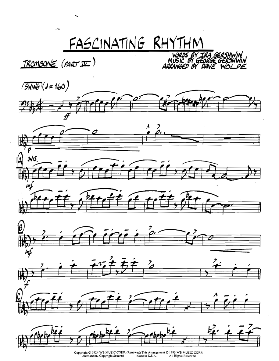 Fascinatingrhythm Trombonepart4 — sheet music cover (first page)