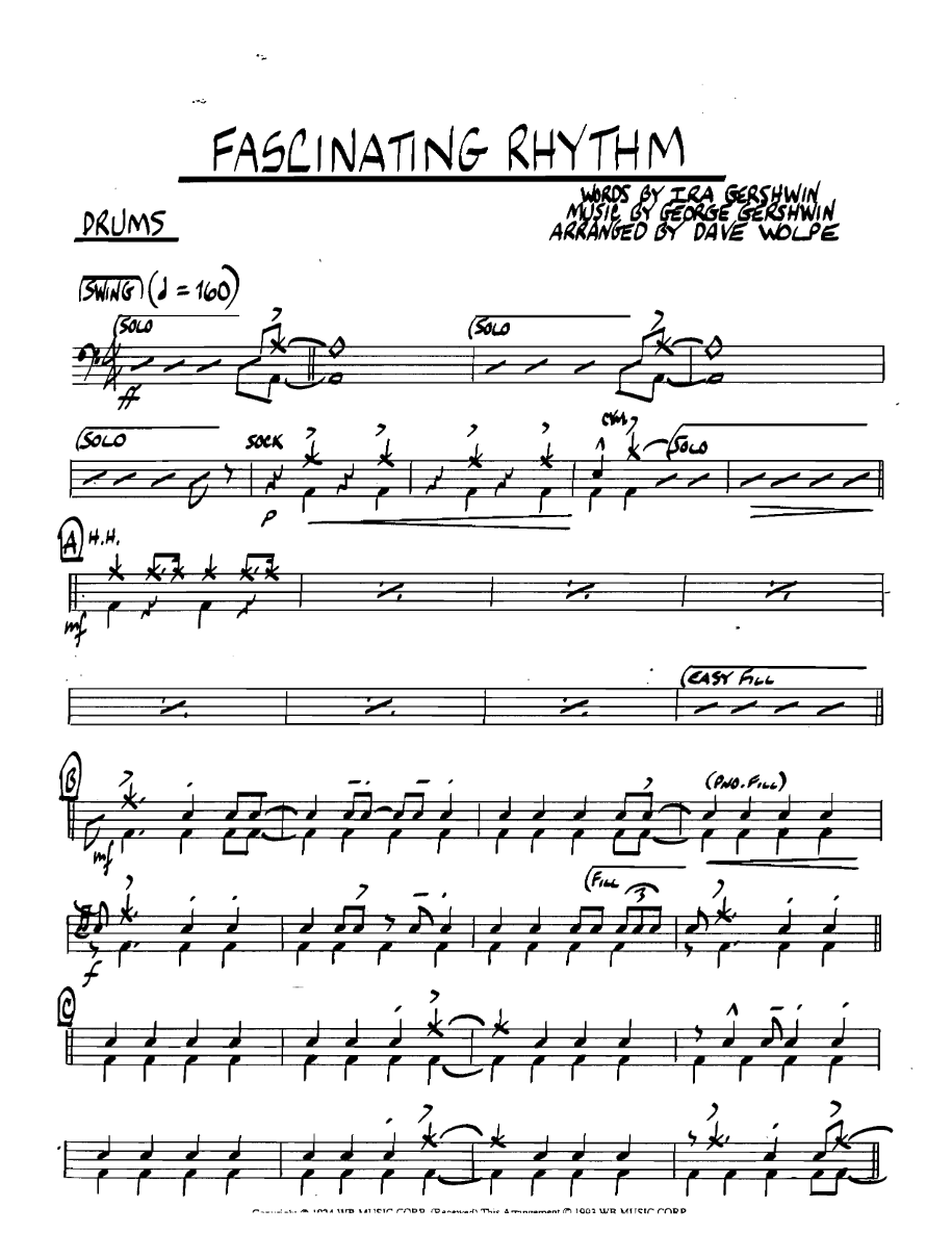Fascinatingrhythm Drums — sheet music cover (first page)