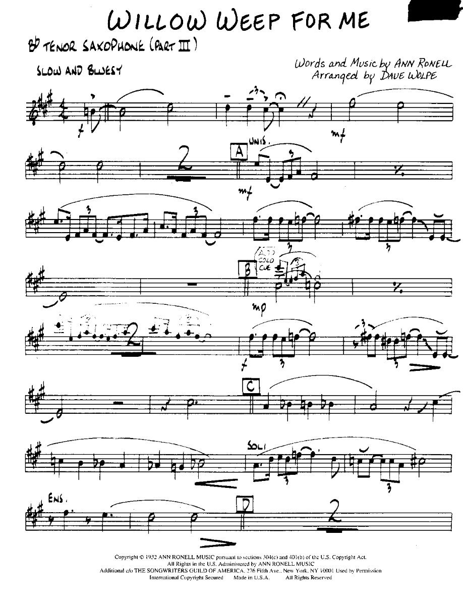 Willow Weep for ME — sheet music cover (first page)