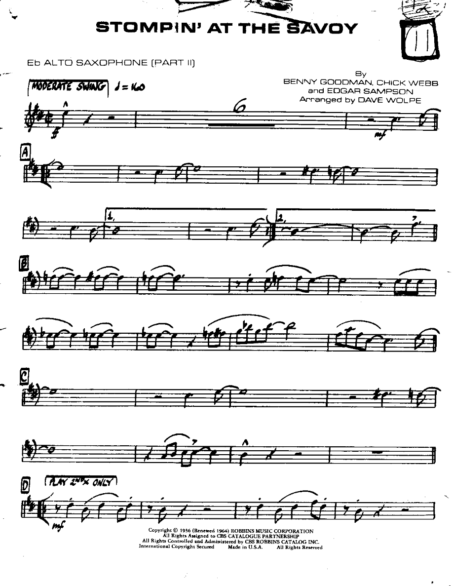 Stompin' at the Savoy — sheet music cover (first page)
