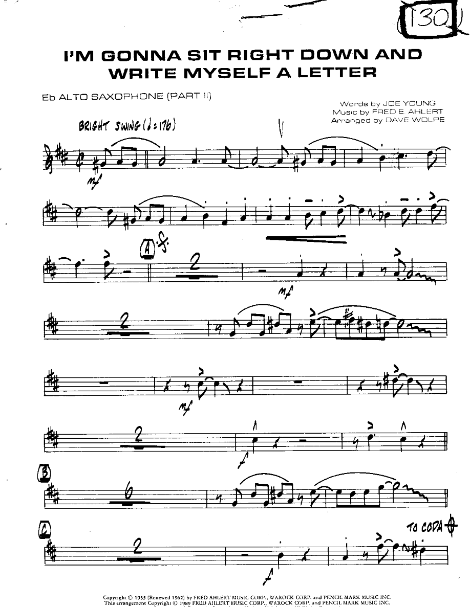 I'm Gonna Sit Right Down And Write Myself A Letter — sheet music preview