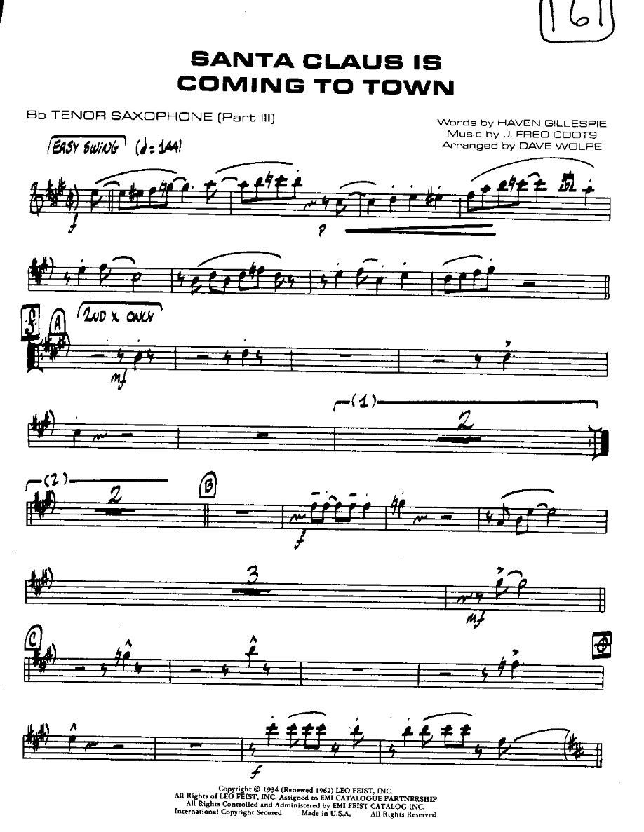 Santa Claus is Coming to Town — sheet music cover (first page)