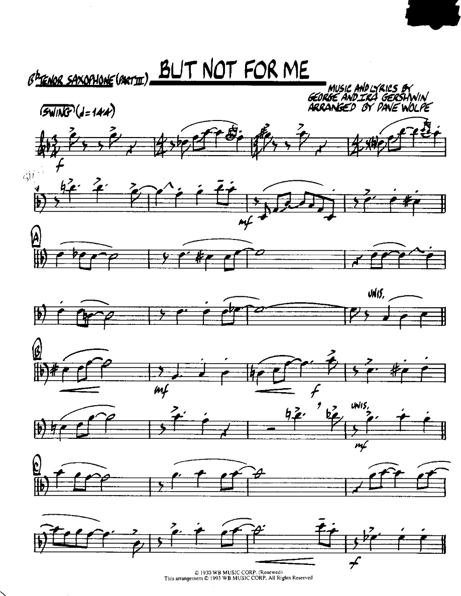 But Not for ME — sheet music cover (first page)