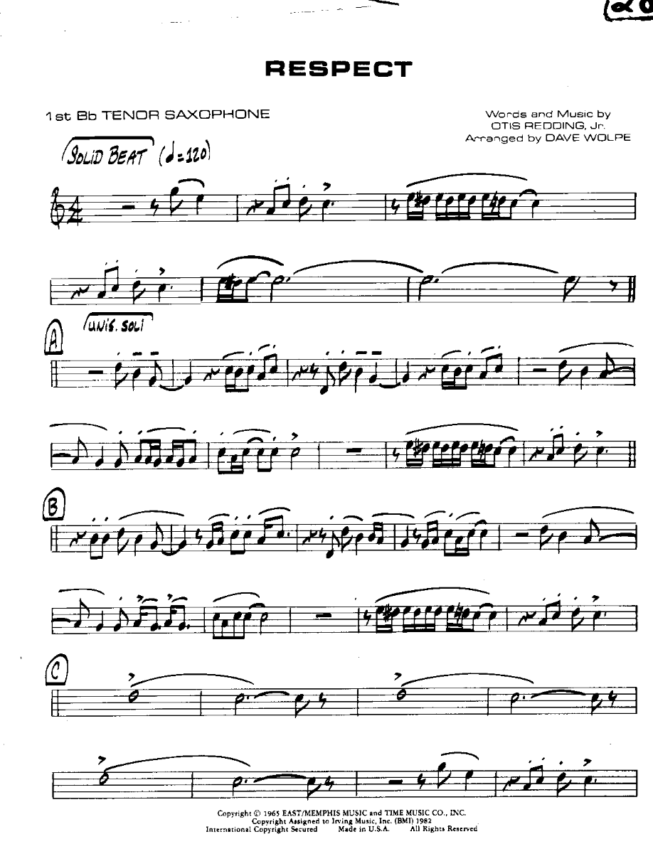 RESPECT — sheet music cover (first page)