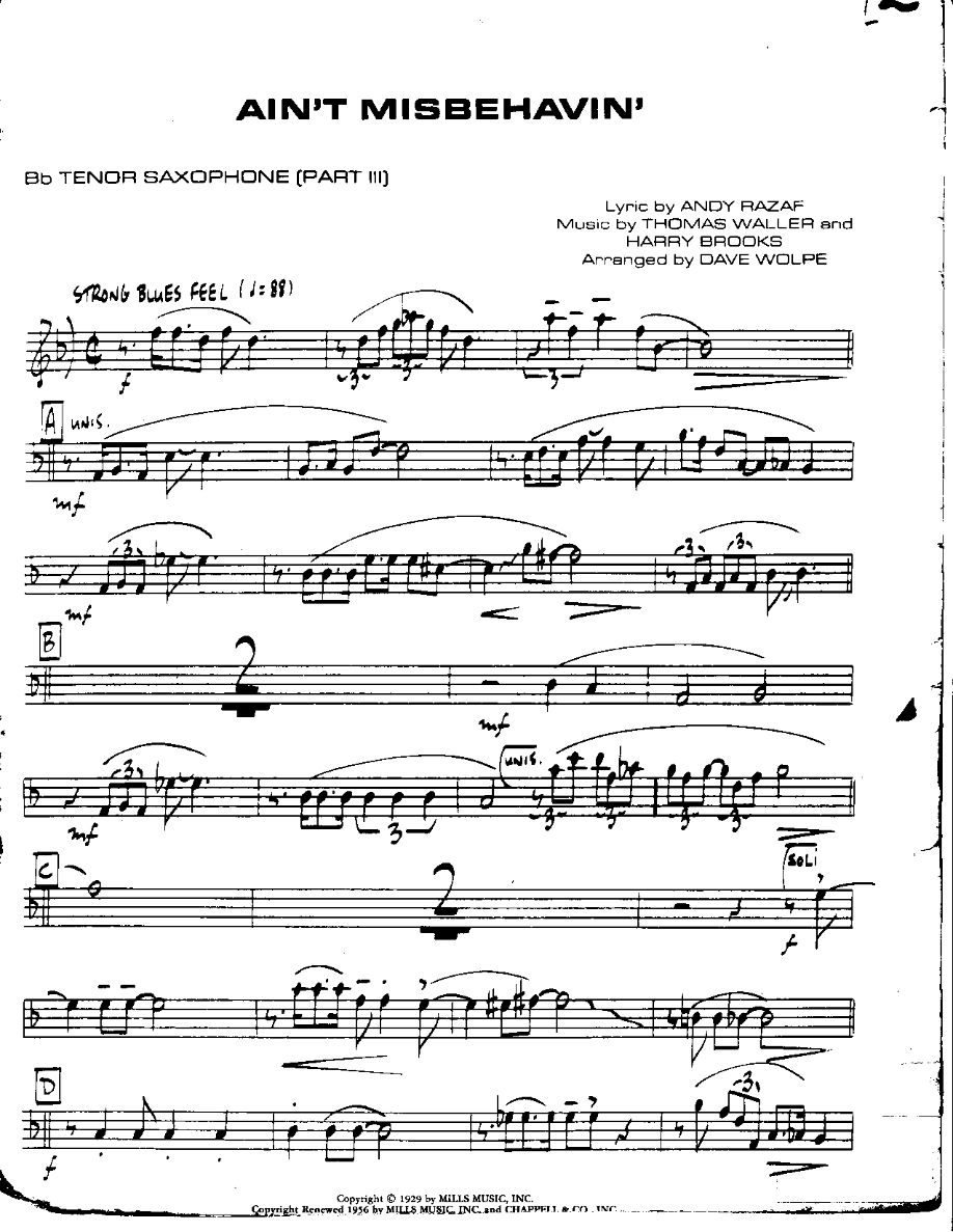 Ain't Misbehavin' — sheet music preview