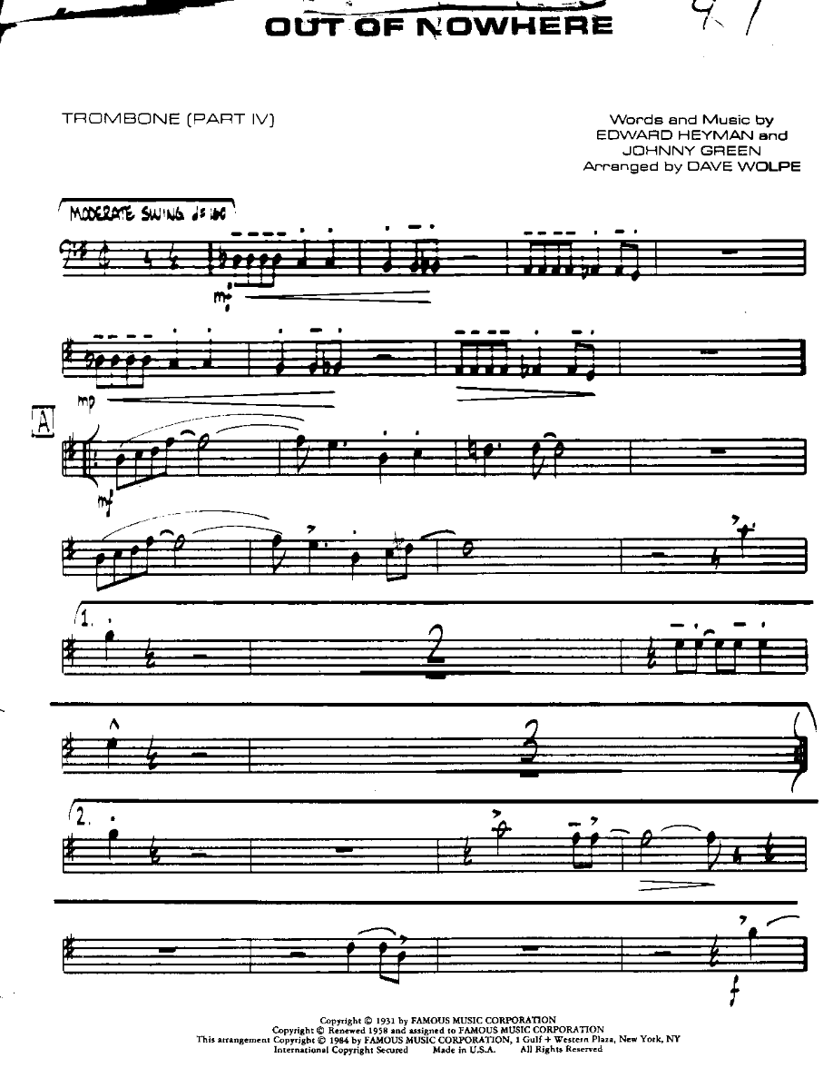 Out of Nowhere — Pequeño Conjunto sheet music by DAVE WOLPE | SWING