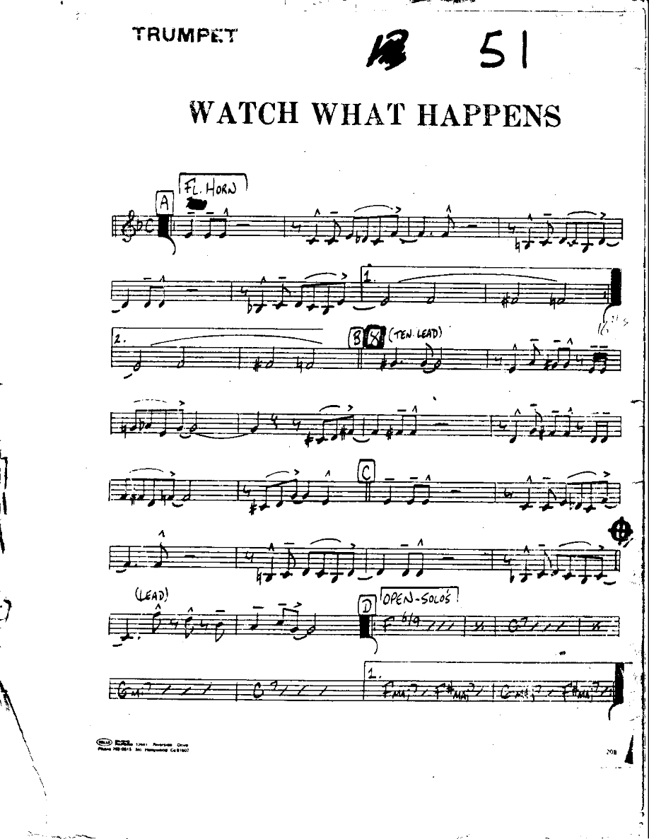 Watch What Happens — Small Ensemble sheet music arranged by Mr. X | Swing