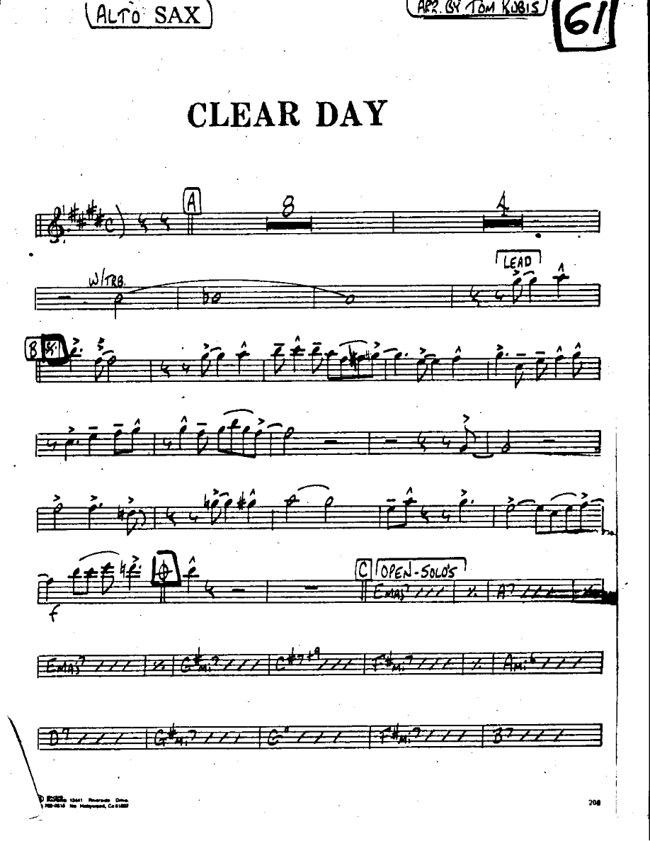 Clear Day — sheet music cover (first page)