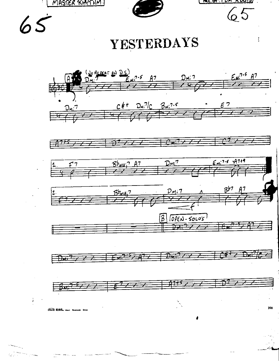 YESTERDAYS — sheet music preview