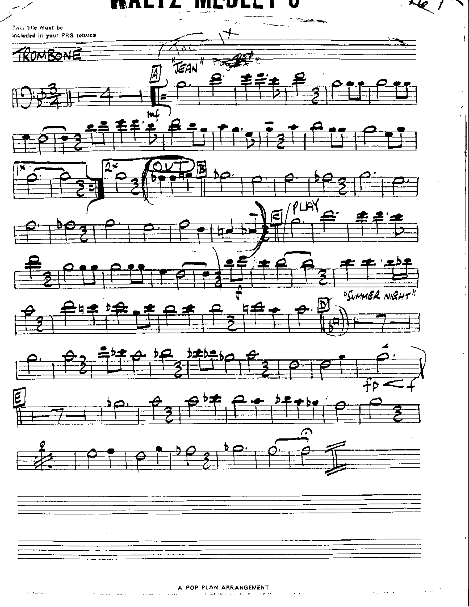 Waltz Medley #8-Trombone — sheet music cover (first page)