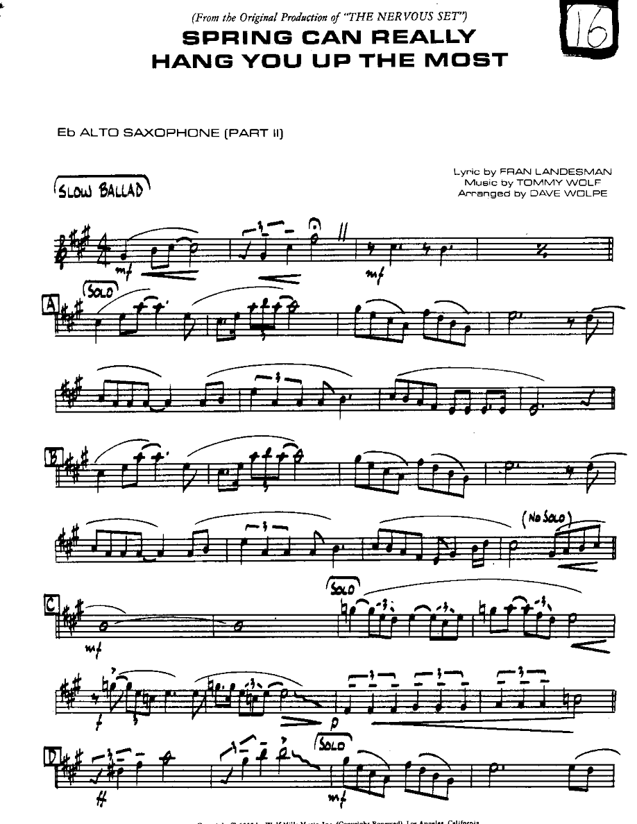 Spring can really Hang you-Alto — sheet music cover (first page)