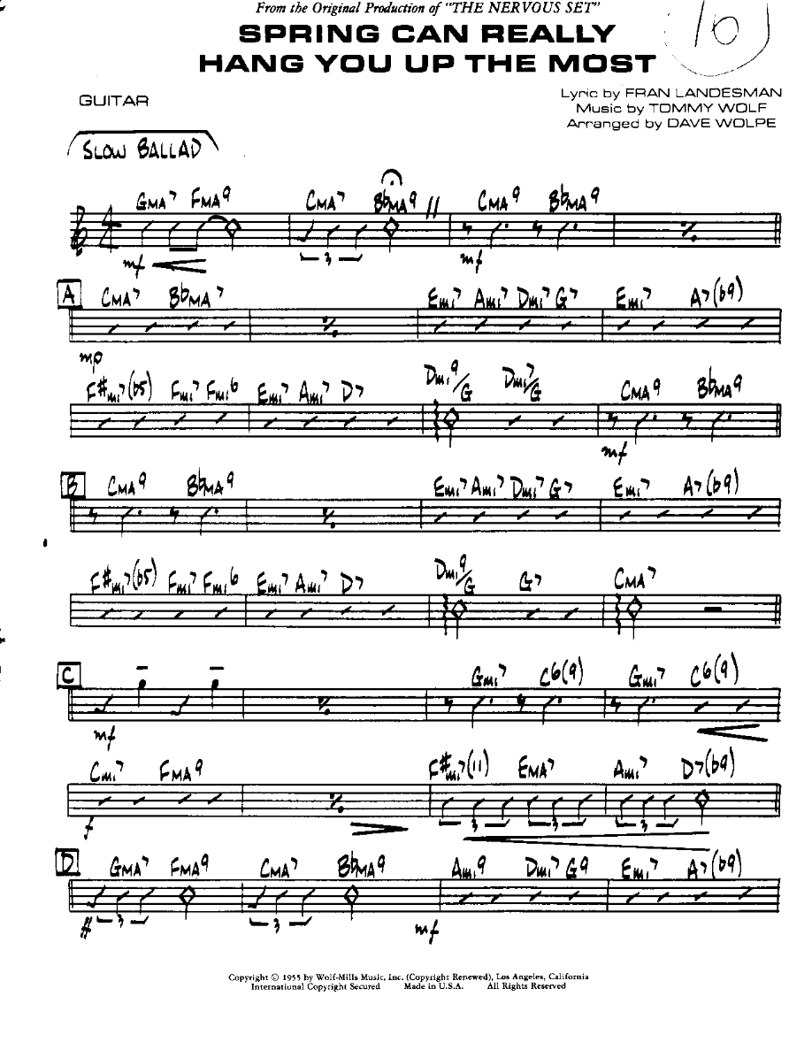 Spring can really Hang you-Drums — sheet music cover (first page)