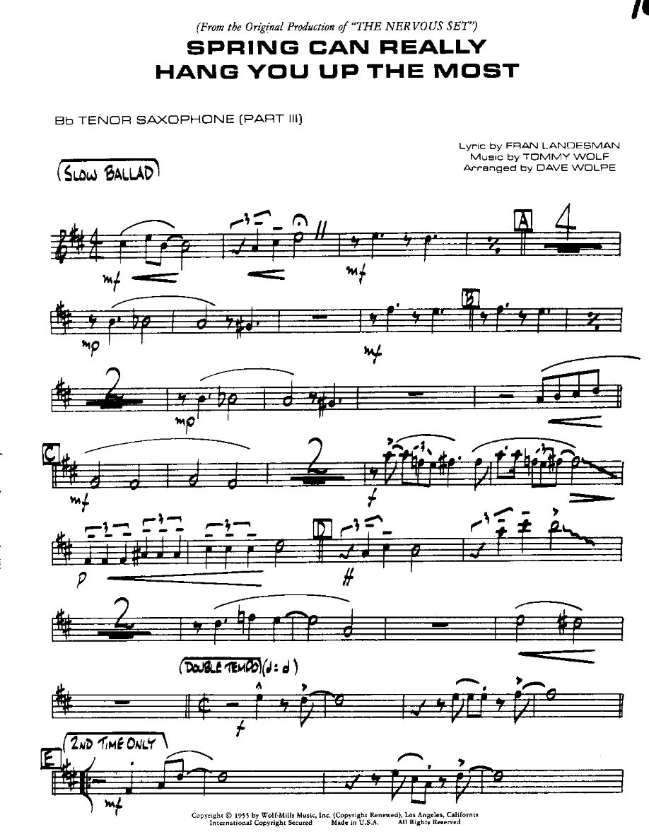 Spring can really Hang you-Tenor — sheet music preview