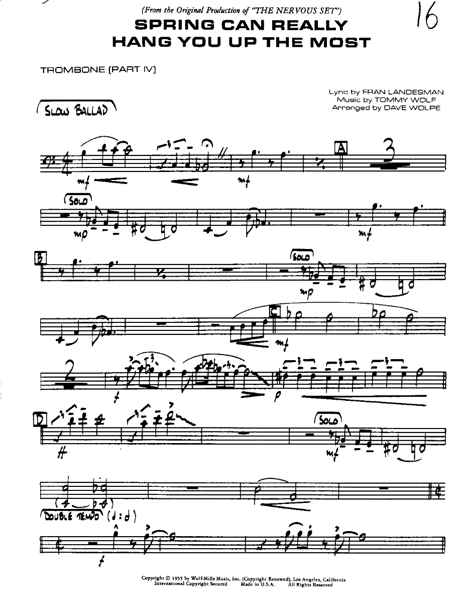 Spring can really Hang you-Trombone — sheet music preview