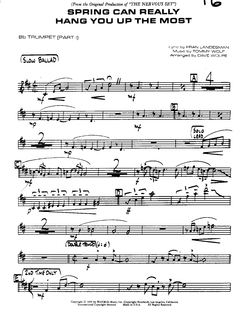 Spring can really Hang you-Trumpet — sheet music preview