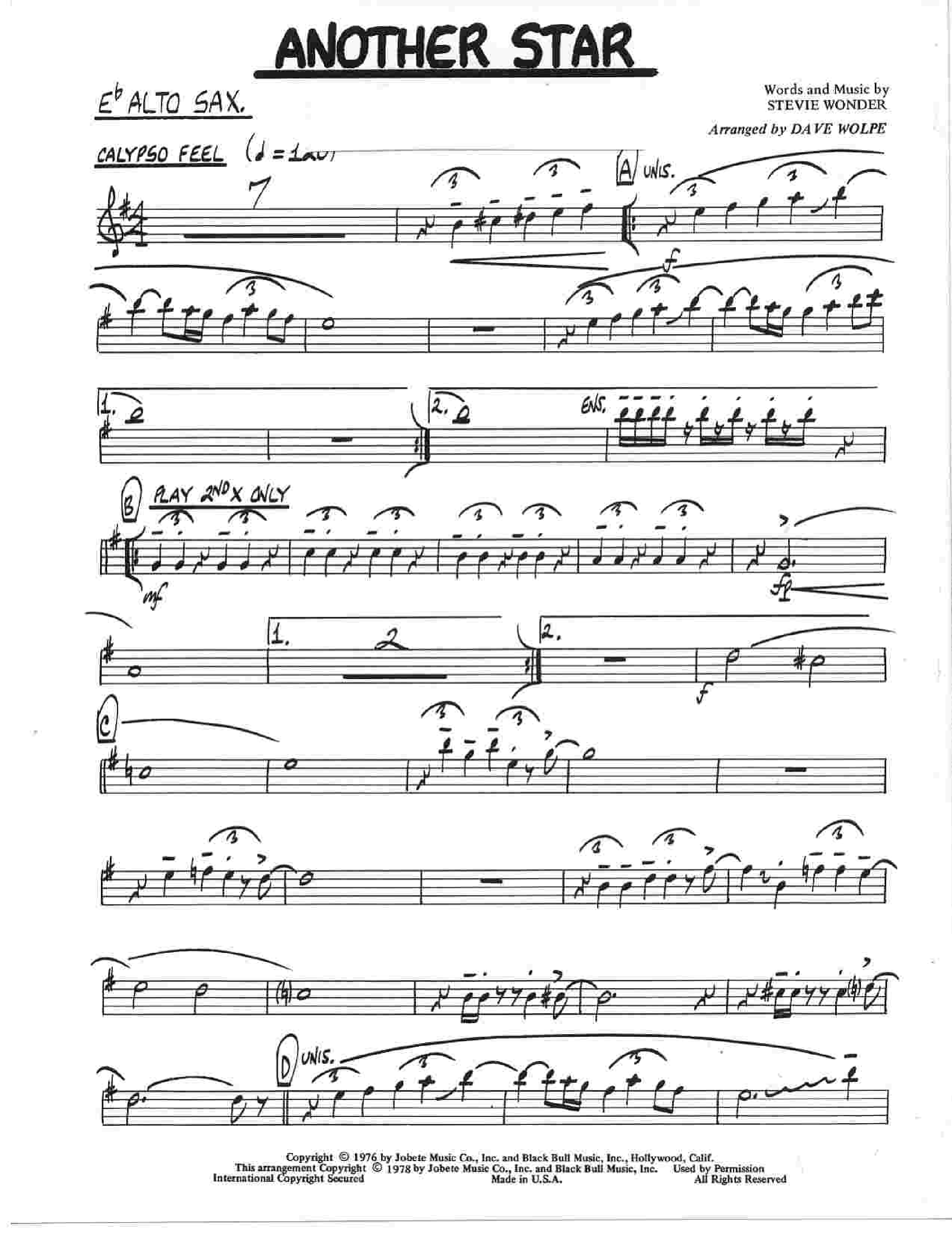 Another Star (D.Wolpe ) Combo — sheet music cover (first page)