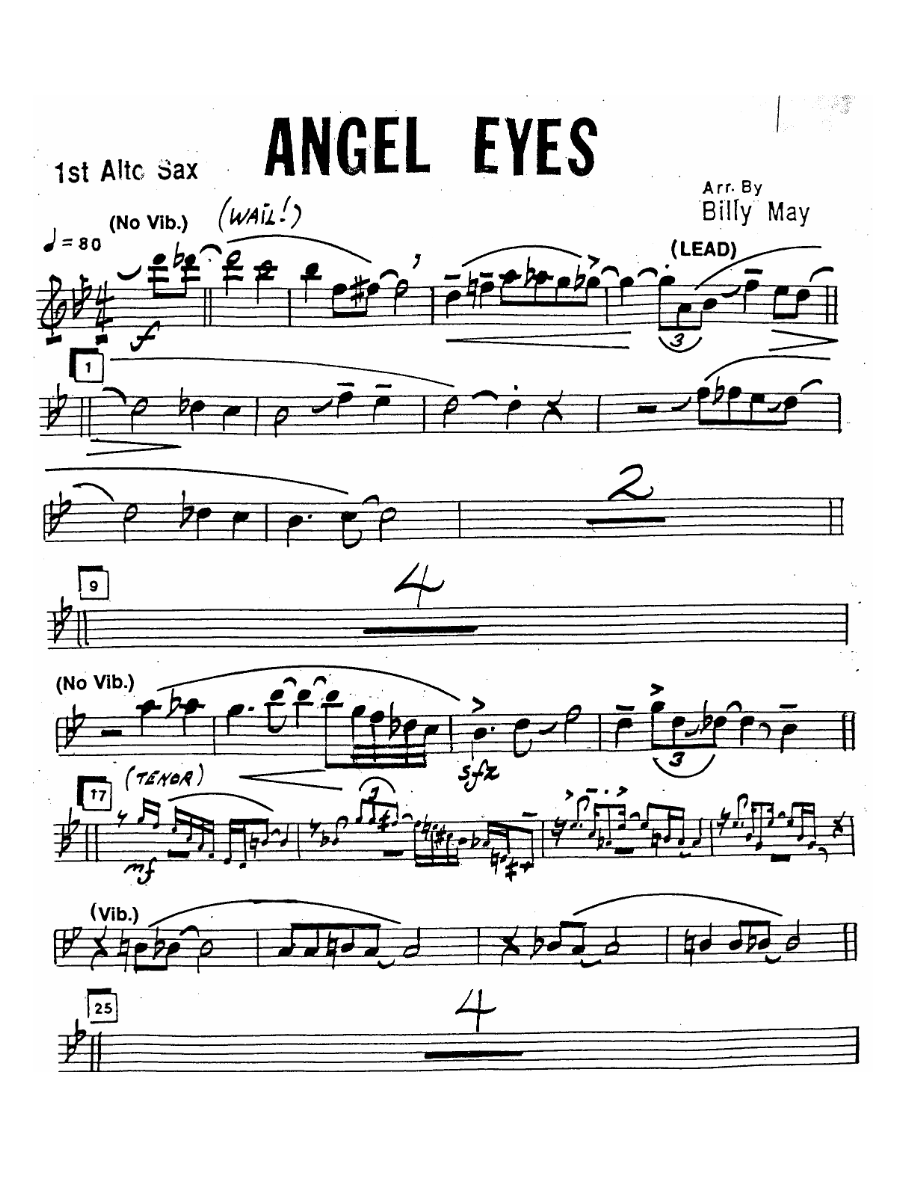 Angel Eyes — 大乐队声乐 sheet music by B.May | Jazz Standard