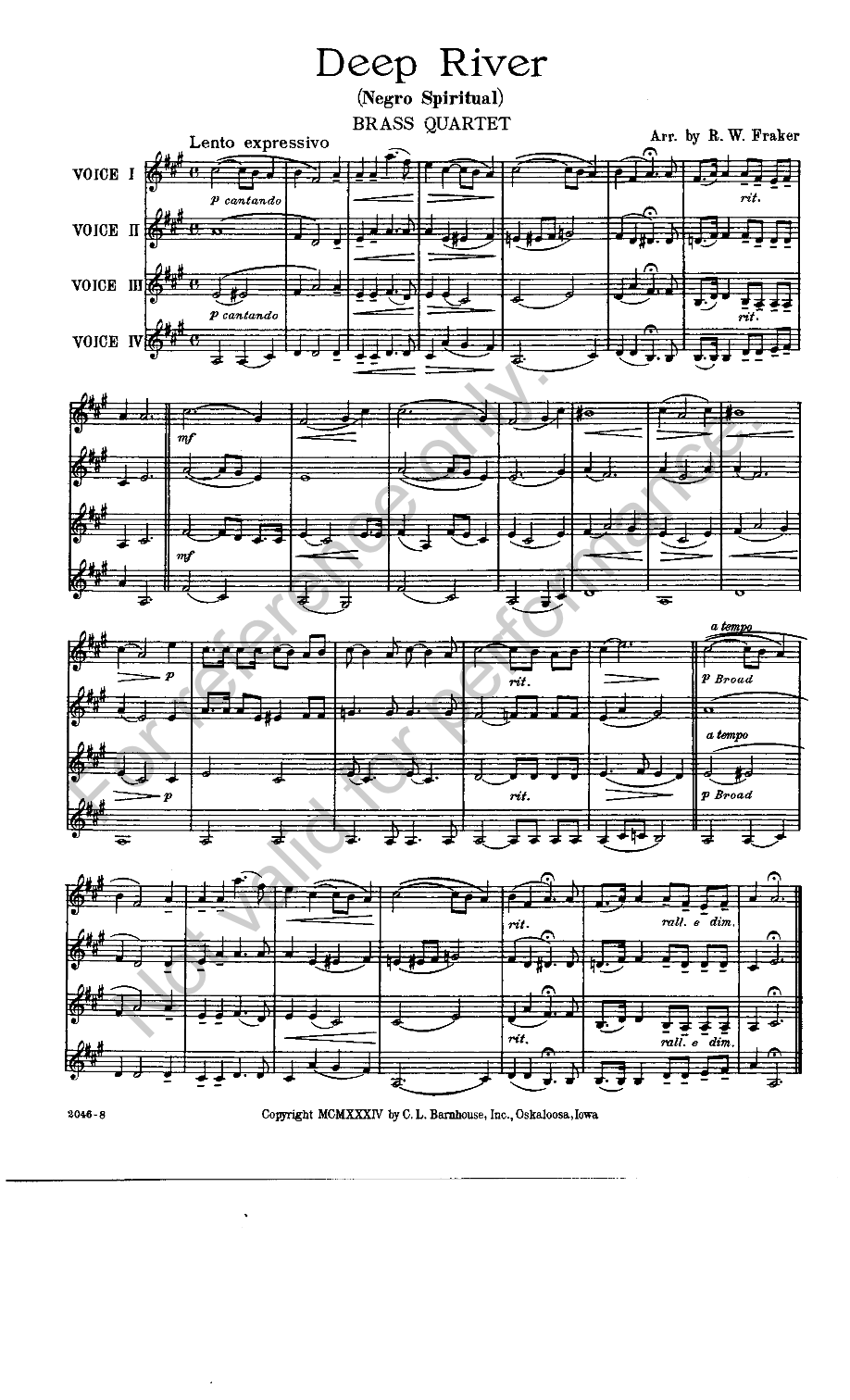 Deep River — sheet music cover (first page)