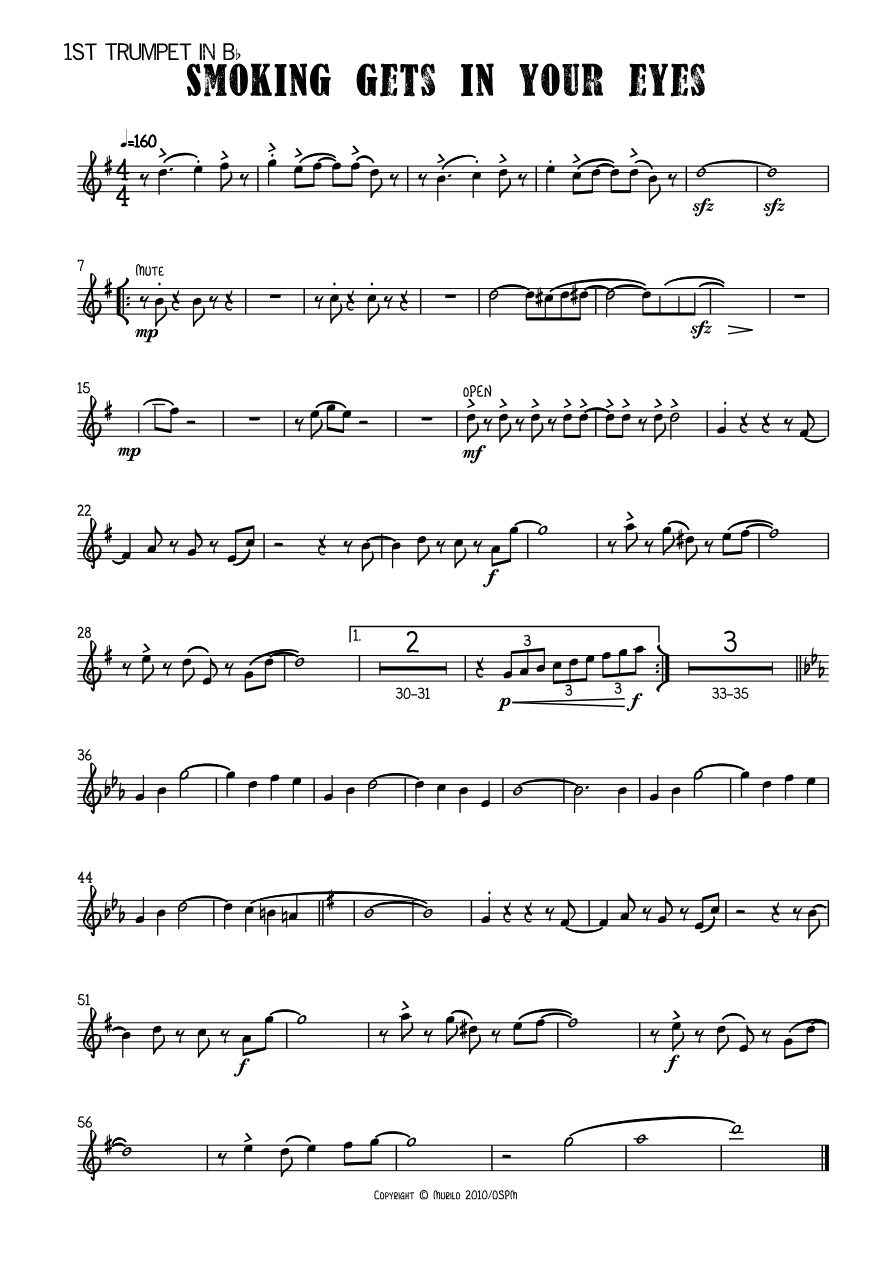 1.Smoke 2.Buster Keaton Blues — Small Ensemble sheet music arranged by Mr. X | Jazz Standard