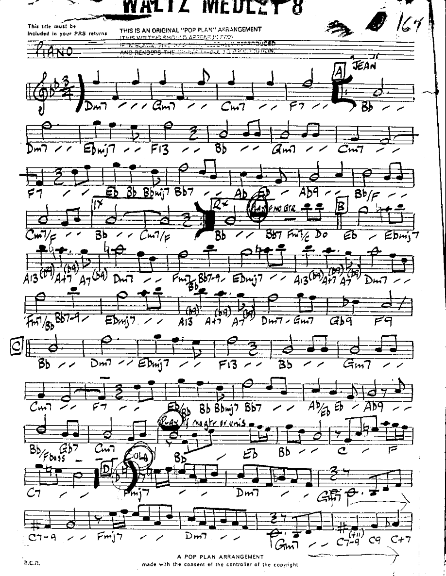 Waltz Medley #8 — sheet music cover (first page)