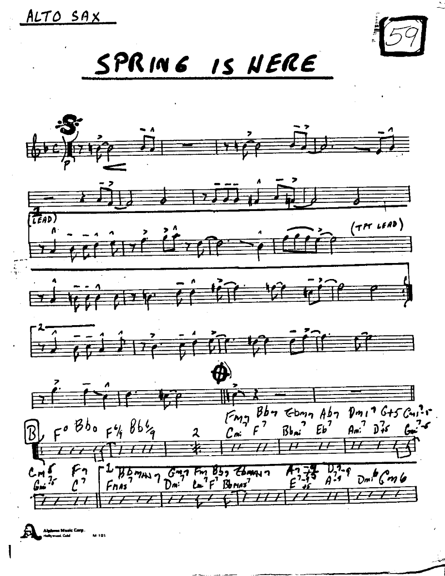 Spring Is Here — Small Ensemble sheet music arranged by Mr. X | Jazz Standard