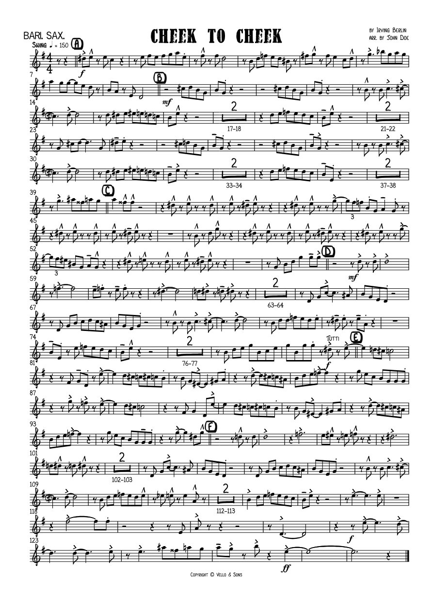 Cheek To Cheek — sheet music preview