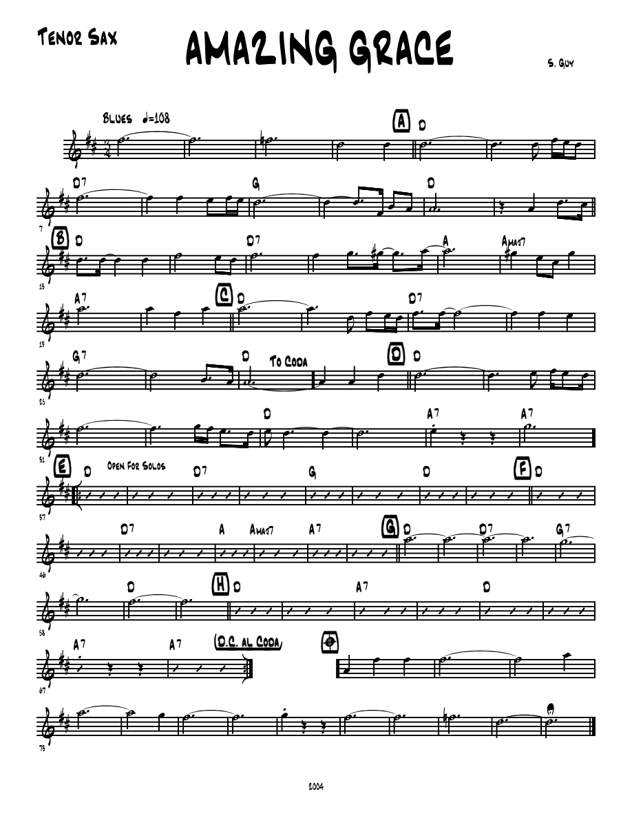Amazing Grace — sheet music cover (first page)
