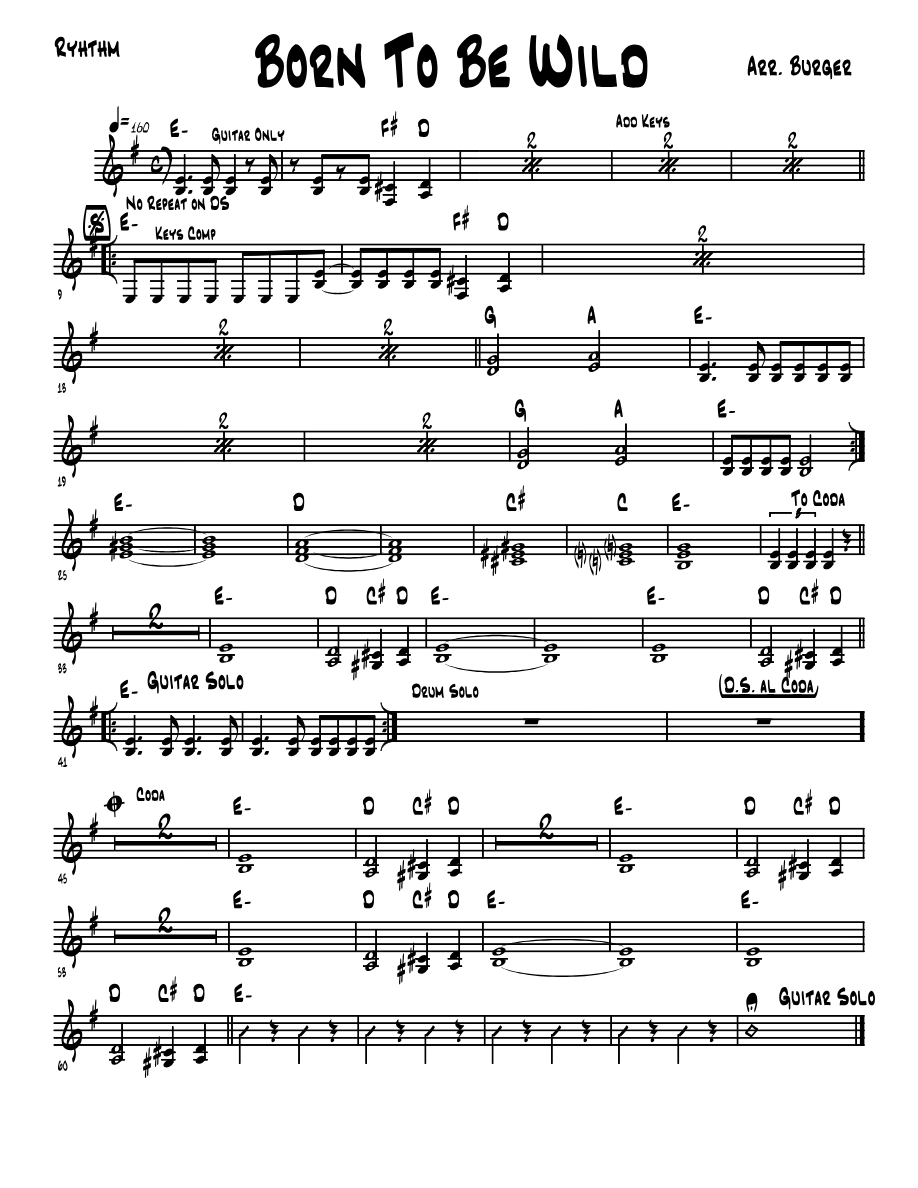 Born To Be Wild — sheet music cover (first page)