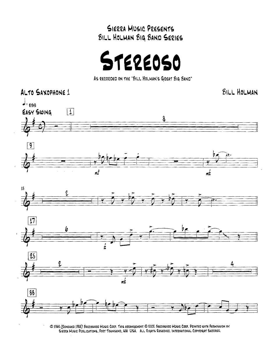 Stereoso (B.Holman) MP3 — Big Band sheet music arranged by Bill Holman | Jazz Standard