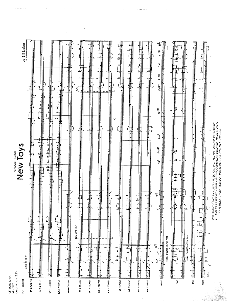 New Toys (B.Liston) MP3 — Big Band sheet music arranged by Bill Liston | Jazz Standard