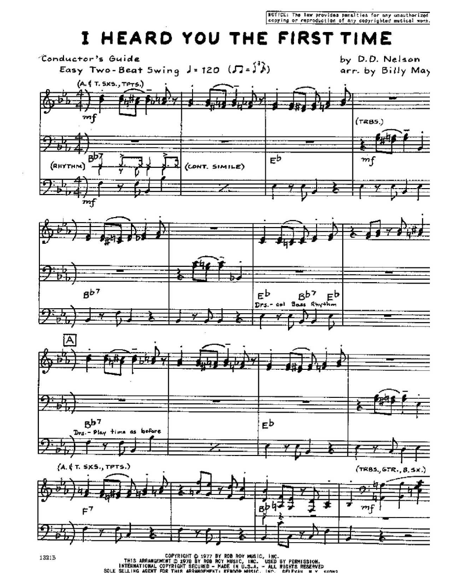 I Heard You The First Time — sheet music cover (first page)