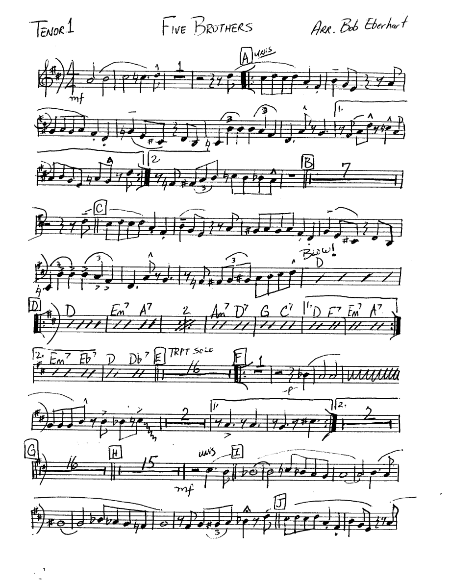 Five Brothers — sheet music cover (first page)