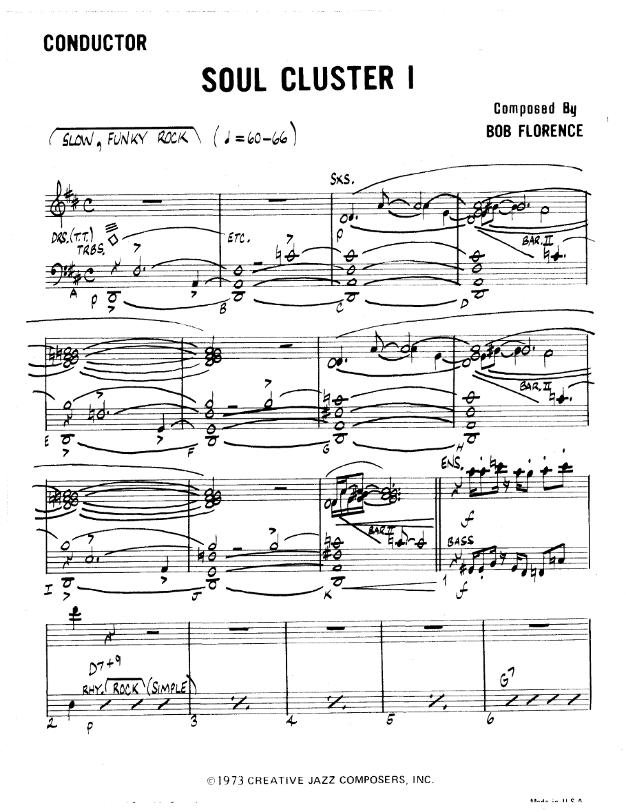 Soul Cluster I — sheet music cover (first page)
